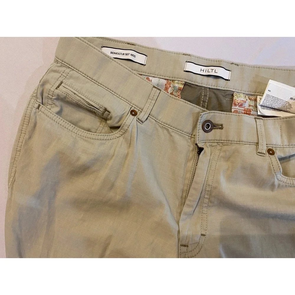 Hiltl Casual Pants Chinos‎ Straight Leg Khaki Beige Mens Size 36x31 |G1